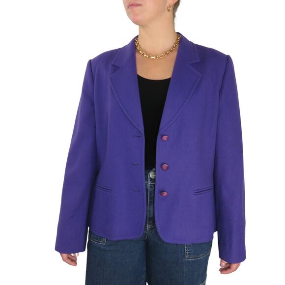 1980s Vintage Pendleton Purple Blazer Jacket Wool Extra Large Wooden Buttons - Picture 5 of 5